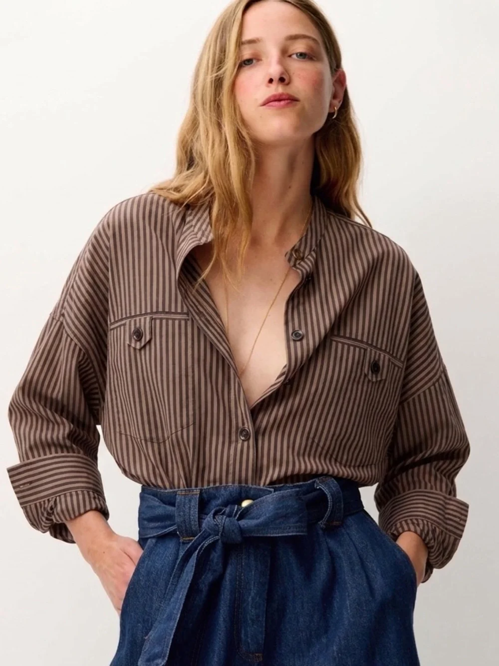 NWOT Sessùn Women’s Orregia Blouse in Purple and Beige